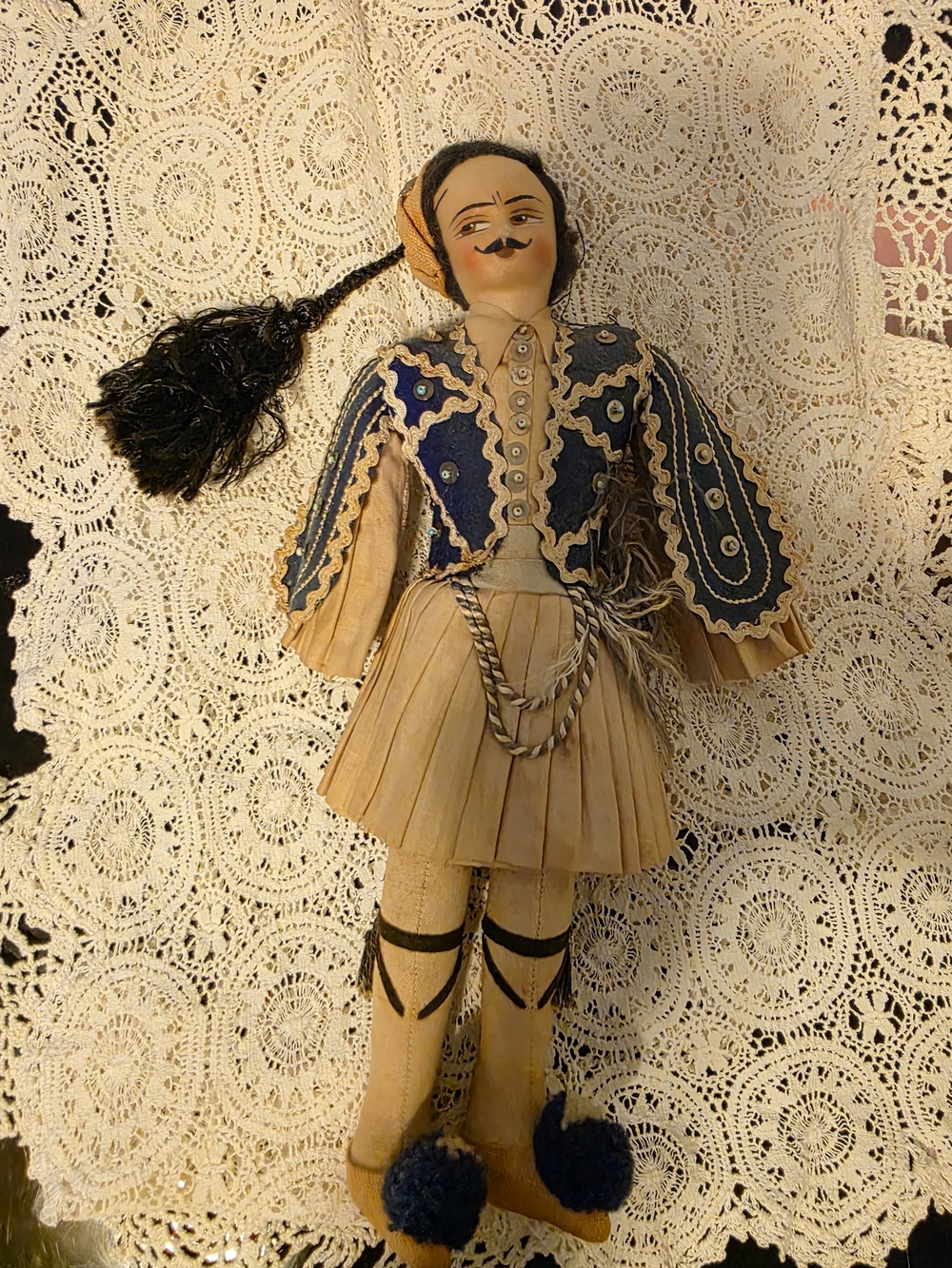 Traditional Greek Evzone Collectable Doll - Cream and Navy